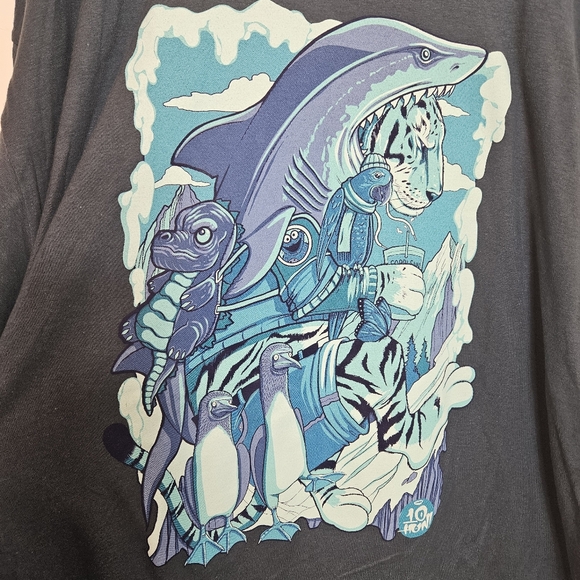 Tultex Tee Mens XXXL Blue Siberian Stroll T Shirt  Art by Ten Hundred Tiger Elmo - Picture 6 of 15